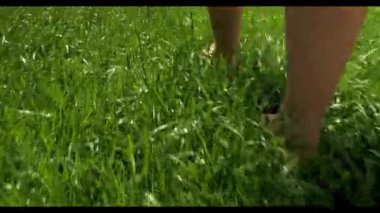 Çimlerin üzerinde yalınayak yürüyorum. Ayaklar yakın.