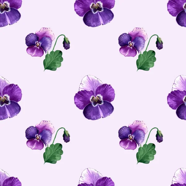 Pansies Flowers Pattern Watercolor — Stock Photo, Image