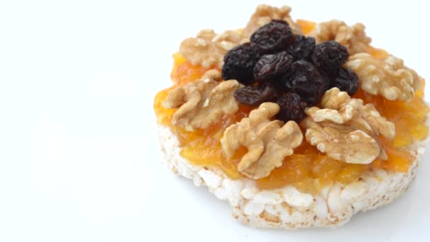 Biscuit Arroz Con Caramelo Papaya Nueces Pasas — Vídeos de Stock