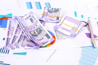 Hint Para Birimi, yeni 100 Hint rupisi. Beyaz arka planda yalıtılmış.