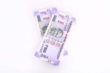 Hint 100 Rupi notları yeni paketi. Beyaz arka planda yalıtılmış.