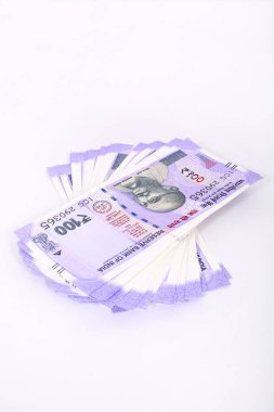 Yeni 100 Hint rupisi. Beyaz arka planda yalıtılmış.