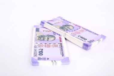 Yeni 100 Hint rupisi. Beyaz arka planda yalıtılmış.