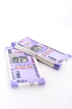 Yeni 100 Hint rupisi. Beyaz arka planda yalıtılmış.