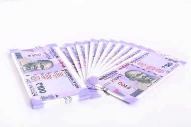 Yeni 100 Hint rupisi. Beyaz arka planda yalıtılmış.