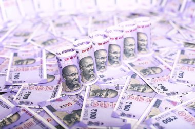 100 rupilik yeni Hint parası. Beyaz arka planda yalıtılmış.