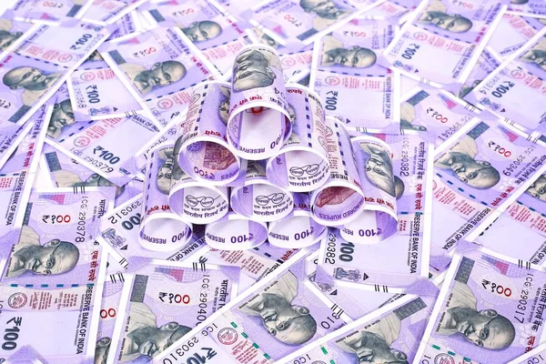 Foto Nuevos Billetes India Aislado Sobre Fondo Blanco — Foto de Stock