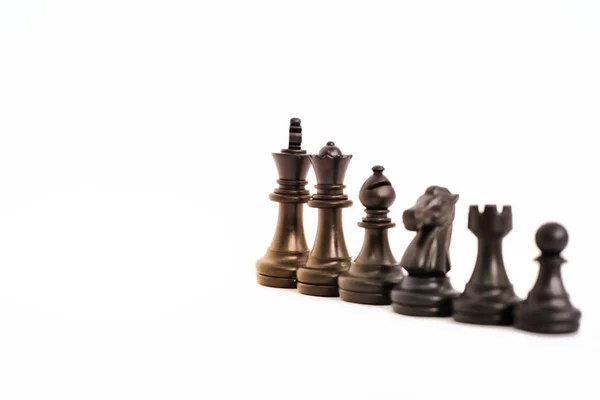 Obrázek Šachových Černých Pěšců Izolované Bílém Pozadí — Stock fotografie