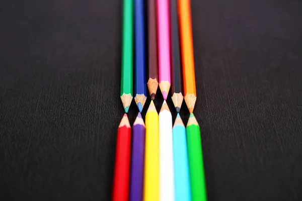 Picture Many Different Colored Pencils Isolated Black Background — Stock Photo, Image