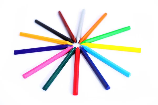 Ensemble Crayons Pastel Couleur Dans Une Rangée Isolé Sur Fond — Photo