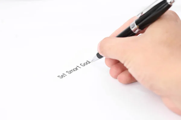 Kalemle Yazıyorum Beyaz Arkaplanda Izole — Stok fotoğraf