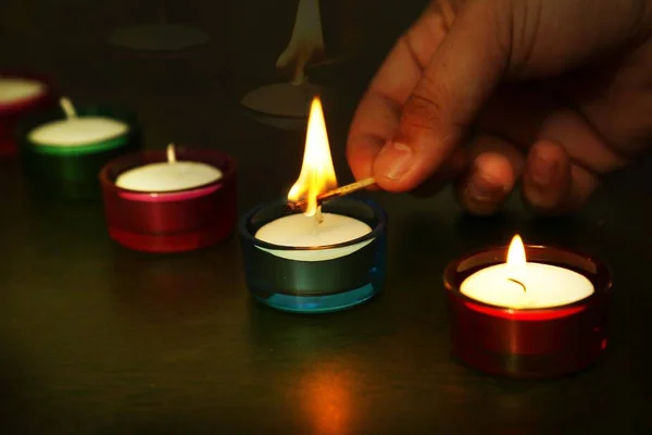 Diya Osvětlená Během Oslavy Diwali — Stock fotografie