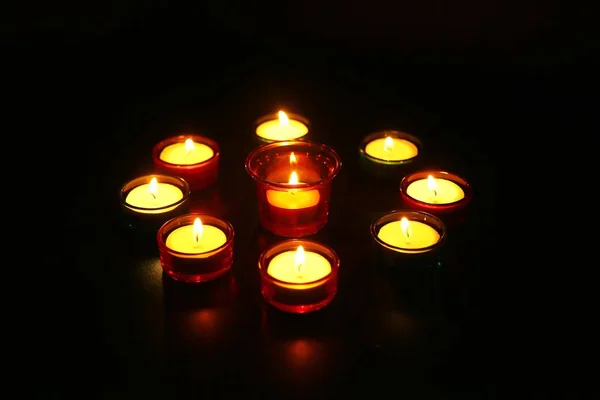Bougies Allumées Pendant Célébration Diwali Festival Indien Lumière Hindoue — Photo