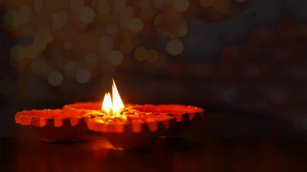 Время Празднования Дивали Индии Зажглась Дийя — стоковое фото