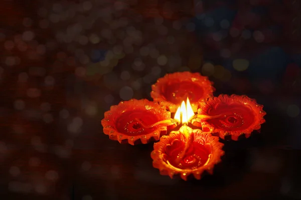 Imagem Belas Lâmpadas Vela Por Ocasião Festival Diwali Índia — Fotografia de Stock