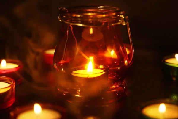 Diwali Festivalinde Mum Lambaları Resmi — Stok fotoğraf