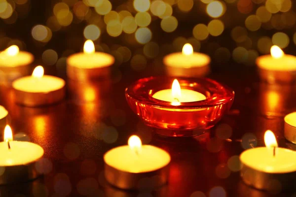 Lâmpadas Vela Acesas Durante Festival Diwali — Fotografia de Stock