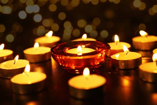 Lâmpadas Vela Durante Festival Diwali — Fotografia de Stock