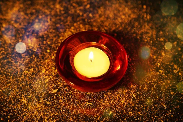 Candle lamp lit during Diwali celebration in India.