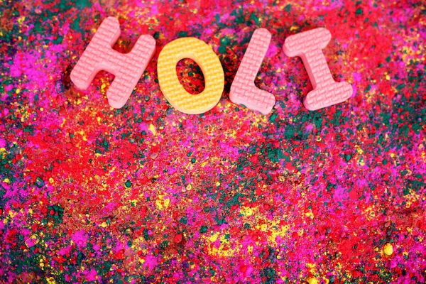 Portret Holi Kolor Festiwalu Holi Izolowane Kolorowym Tle — Zdjęcie stockowe