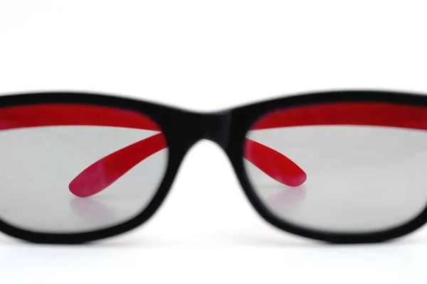 Portret Van Zwarte Modieuze Brillen Geïsoleerd Witte Achtergrond — Stockfoto