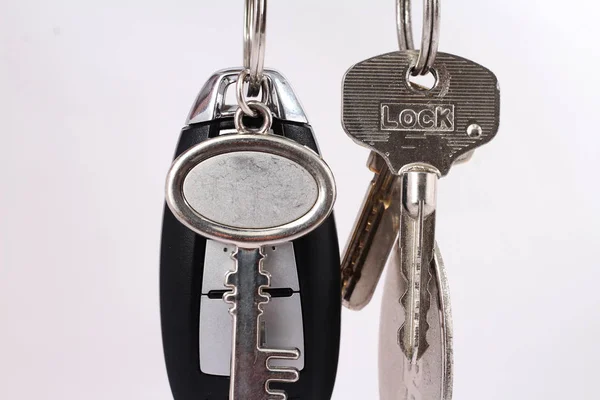 Picture Car Keys Key Rings Isolated White Background — Stock Photo, Image