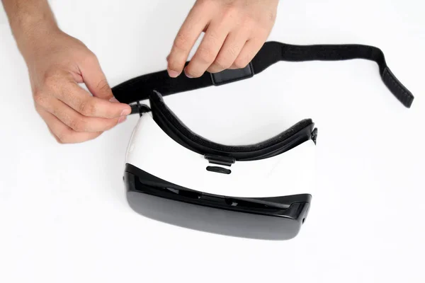 Engrenagem Dispositivo Realidade Virtual Móvel Óculos Isolado Sobre Fundo Branco — Fotografia de Stock