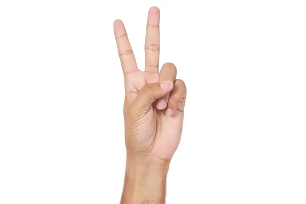 Obrázek Dvou Prostředních Prstů Lidské Ruky Izolované Bílém Pozadí — Stock fotografie
