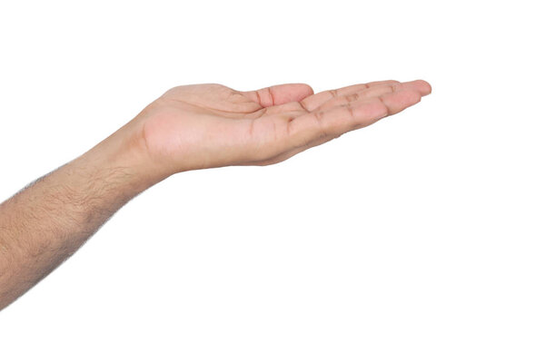 Picture of gesture of hand. Isolated on white background.