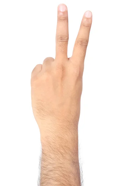 Nsan Elinin Iki Parmağının Resmi Beyaz Arka Planda Yalıtılmış — Stok fotoğraf