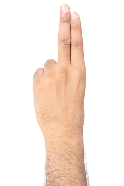 人手两根手指的图片 在白色背景上隔离 — 图库照片