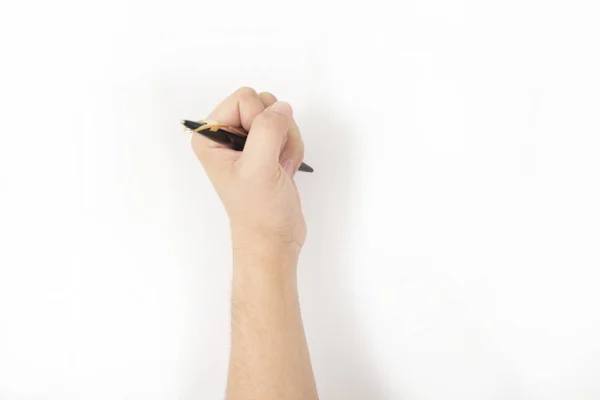 Bilde Pennen Som Holdes Hånden Isolert Hvit Bakgrunn – stockfoto