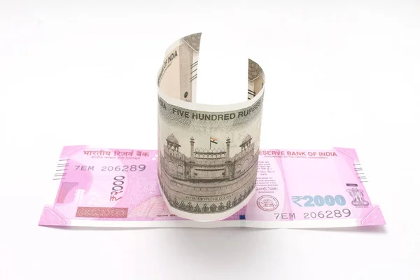 Afbeelding Van Indiase Valuta Nota Geïsoleerd Witte Achtergrond — Stockfoto