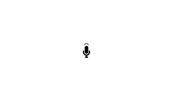 Κινούμενη Εικόνα Του Εικονιδίου Φωνητικού Μικροφώνου Απομονωμένη Λευκό Φόντο — Αρχείο Βίντεο