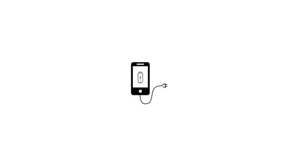 Анимация Мобильного Телефона Зарядке Изолированный Белом Фоне — стоковое видео