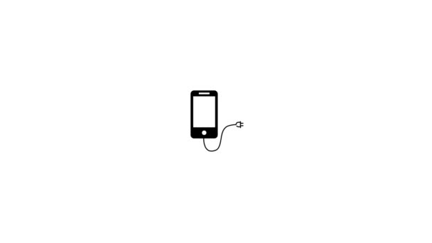 Анимация Мобильного Телефона Зарядке Изолированный Белом Фоне — стоковое видео