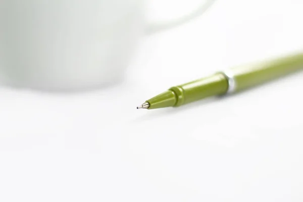 Picture of Green Pen. Isolated on white background.