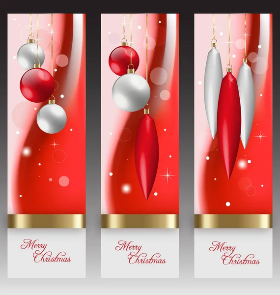 Vector Chrisitmas Banners Decoration Gold Embellishment — Stock Vector