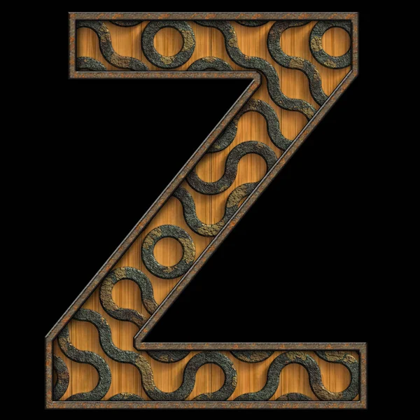 Representación 3D de la letra del alfabeto de madera y metal — Foto de Stock