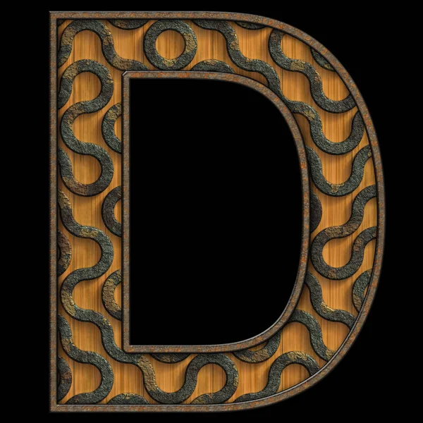 Redare 3D a literei alfabetului din lemn și metal — Fotografie, imagine de stoc