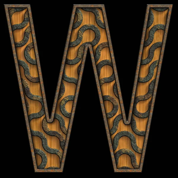 Representación 3D de la letra del alfabeto de madera y metal —  Fotos de Stock