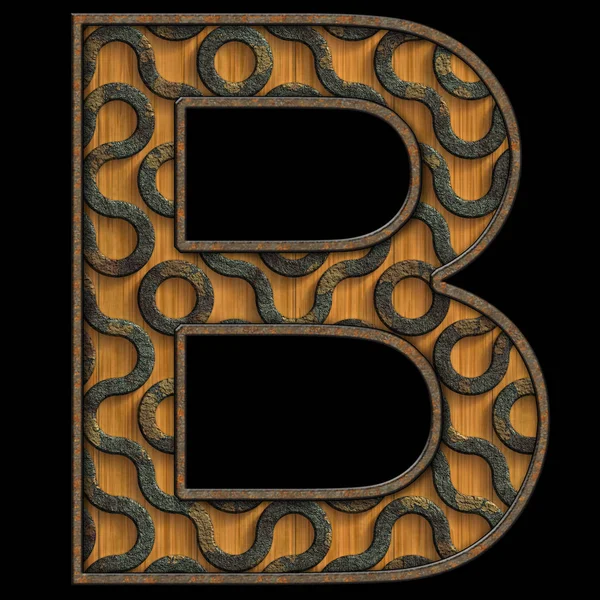 Redare 3D a literei alfabetului din lemn și metal — Fotografie, imagine de stoc