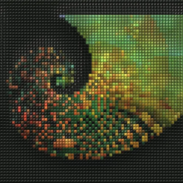 3D-Darstellung von Puff-Pixeln fraktaler Hintergrund — Stockfoto