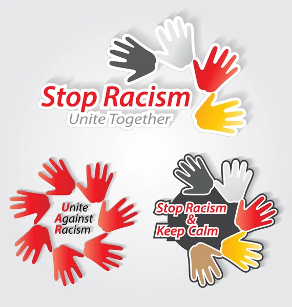 Stop racism label set — Stock Vector