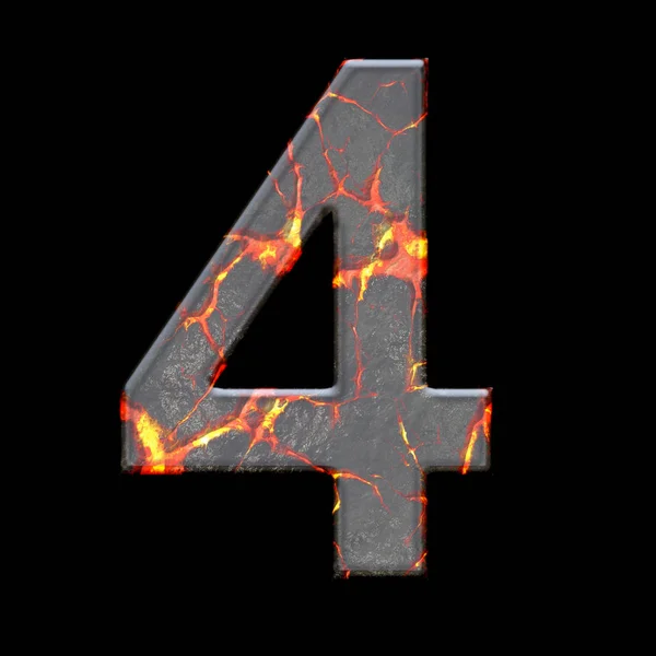 3D render of volcano cracks alphabet number — Stock Photo, Image