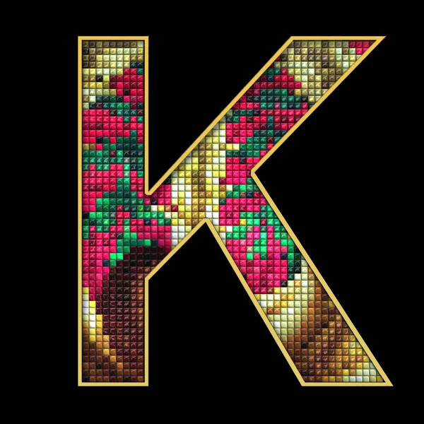 3D render of puff pixels alphabet letter — Stock Photo, Image