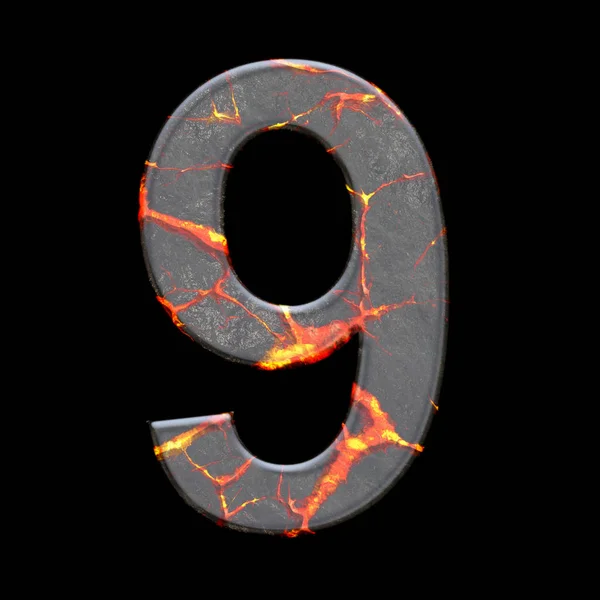 Volkanın 3D render alfabe numarası çatlamak — Stok fotoğraf