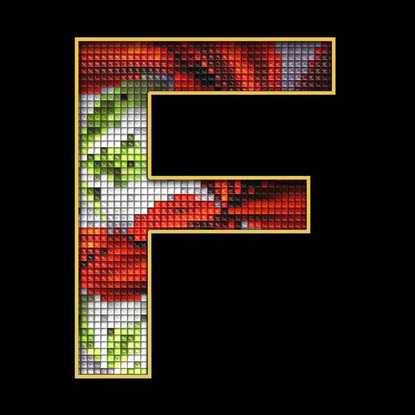 Representación 3D de píxeles hojaldre letra del alfabeto — Foto de Stock