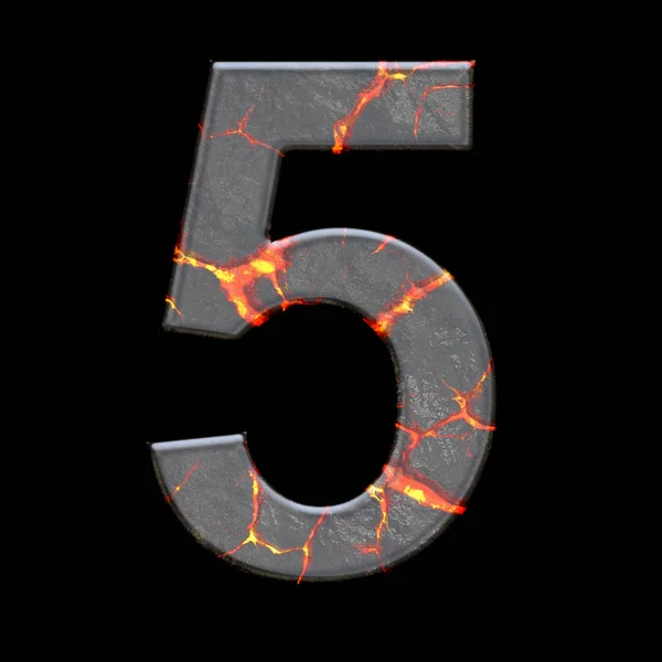 3d 渲染的火山裂缝字母表编号 — 图库照片