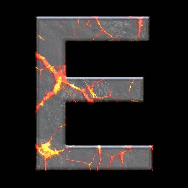 3D render of volcano cracks alphabet letter — Stock Photo, Image